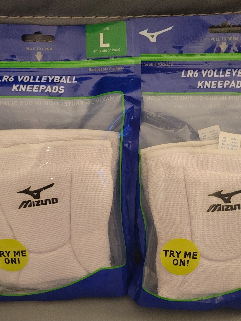 TWO PAIRS of Mizuno LR6 White Knee Pad
